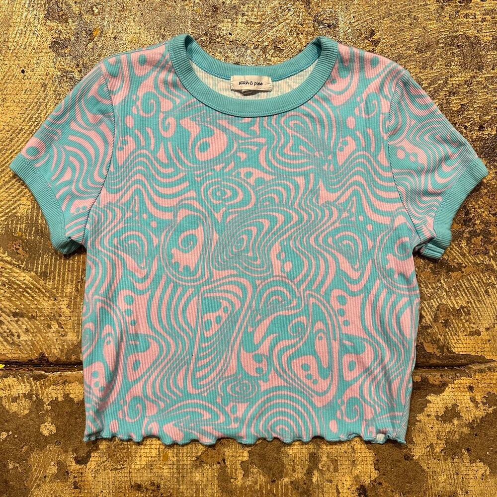 Blue and pink stitch